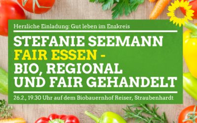 Herzliche Einladung: Fair essen – bio, regional und fair gehandelt, 26. Februar um 19.30 Uhr in Straubenhradt